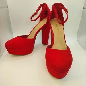 Shoedazzle‎ Sabrina Red Platform Sandals Pumps Heels Womens Size 10 Sexy Baddie